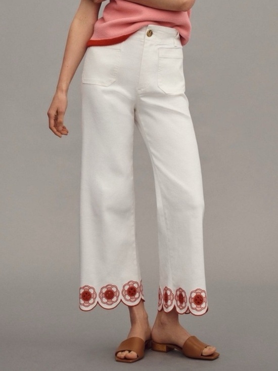 Anthropologie Pants - Anthropologie Maeve Colette Scallop Hem Crop Wide Leg Jeans 25906